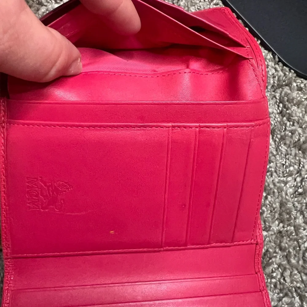 MCM Tri fold Pink Wallet with Gold Details - Picture 14 of 17